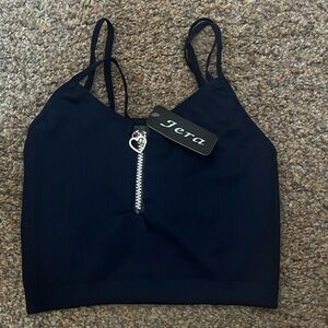 NWT - Jera - Navy Blue Crop zipper Tank Top - Woman's Small